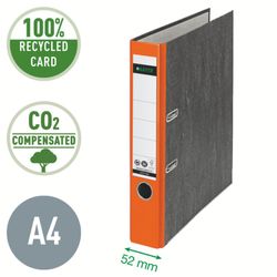 Classeur à levier neutre en CO2 Leitz. Carton marbré. 180º. DIN A4. Dos 52 mm, orange