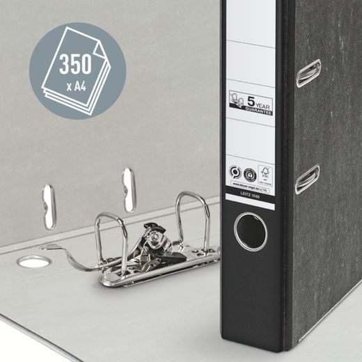 Pilnik Leitz z neutralną dźwignią CO2. Marmurkowy karton. 180 stopni. DIN A4. Grzbiet 52 mm. czarny