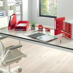 Classeur à levier neutre en CO2 Leitz. Carton marbré. 180º. DIN A4. Dos 52 mm, rouge