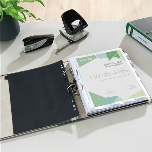 CO2-neutraler Aktenordner von Leitz. Marmorierter Karton. 180º. DIN A4. Rücken 52 mm, grün