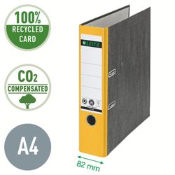 Pilnik Leitz z neutralną dźwignią CO2. Marmurkowy karton. 180 stopni. DIN A4. Grzbiet 80 mm, żółty