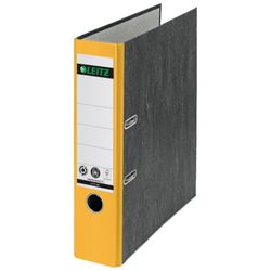 Pilnik Leitz z neutralną dźwignią CO2. Marmurkowy karton. 180 stopni. DIN A4. Grzbiet 80 mm, żółty