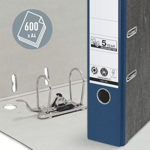 Αρχείο Leitz CO2 Neutral Lever Arch. Μαρμάρινο χαρτόνι. 180º. DIN A4. Σπονδυλική στήλη 80 mm, μπλε