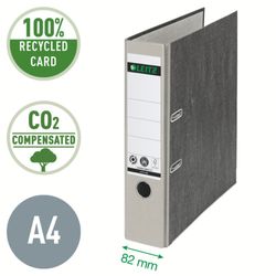 Classeur à levier neutre en CO2 Leitz. Carton marbré. 180º. DIN A4. Dos 80 mm, gris