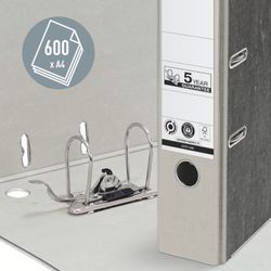 Classeur à levier neutre en CO2 Leitz. Carton marbré. 180º. DIN A4. Dos 80 mm, gris