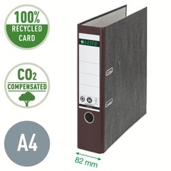 Classeur à levier neutre en CO2 Leitz. Carton marbré. 180º. DIN A4. Dos 80 mm. brun