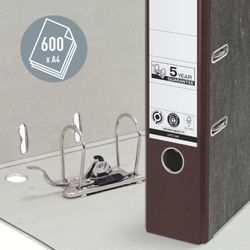 Classeur à levier neutre en CO2 Leitz. Carton marbré. 180º. DIN A4. Dos 80 mm. brun