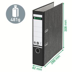Classeur à levier neutre en CO2 Leitz. Carton marbré. 180º. DIN A4. Dos 80 mm. brun