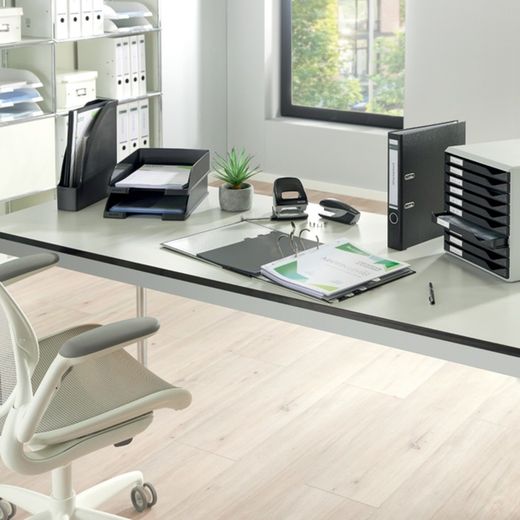 Classeur à levier neutre en CO2 Leitz. Carton marbré. 180º. DIN A4. Dos 80 mm, orange