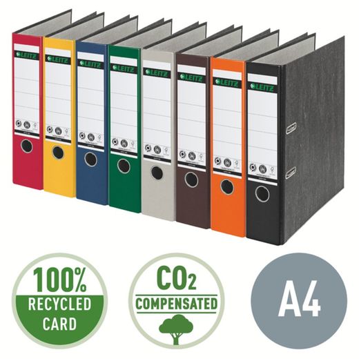 Pilnik Leitz z neutralną dźwignią CO2. Marmurkowy karton. 180 stopni. DIN A4. Grzbiet 80 mm, zielony