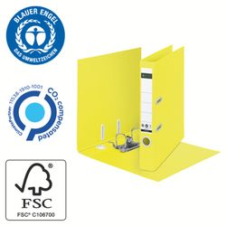 Classeur à levier Leitz en carton 100% recyclé et recyclable. 180º. DIN A4. Dos 50 mm, jaune