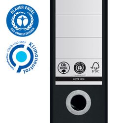 Leitz ordner gemaakt van 100% gerecycled en recyclebaar karton. 180º. DINA4. Rug 80mm. zwart