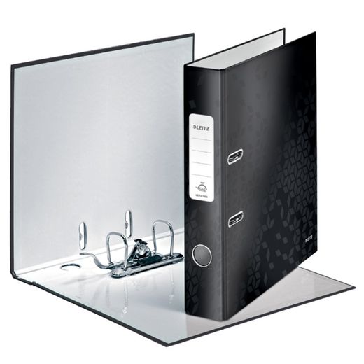 Archivador de palanca Leitz WOW. Cartón forrado. 180º. DIN A4. 50 mm. negro