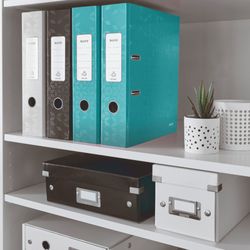 Archivador de palanca Leitz WOW. Cartón forrado. 180º. DIN A4. 80 mm. turquesa
