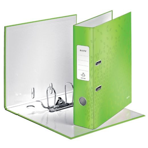 Archivador de palanca Leitz WOW. Cartón forrado. 180º. DIN A4. 80 mm. verde