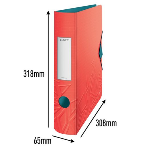 Szafka na dokumenty Leitz Active Urban Chic. Pianka. 180º. DIN A4, grzbiet 65 mm. czerwony