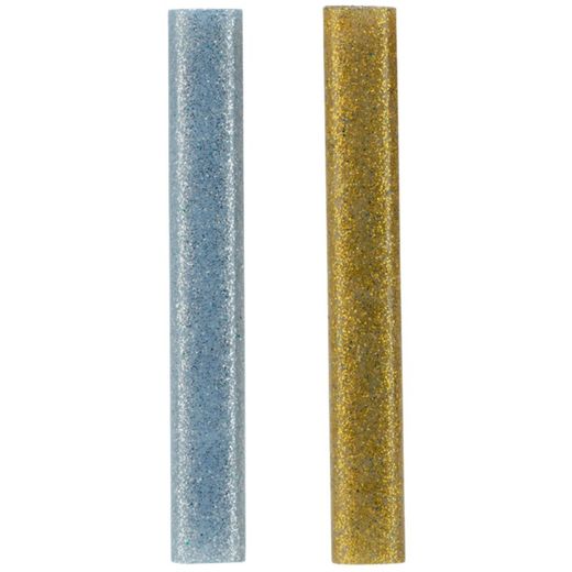 Blister pack of 16 Oval glitter sticks for low temperature gun, assorted (gold, silver)