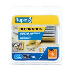 Blister pack of 16 Oval glitter sticks for low temperature gun, assorted (gold, silver)