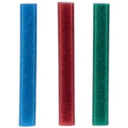 Blister pack of 16 Oval glitter sticks for low temperature gun, assorted (red, green, blue)