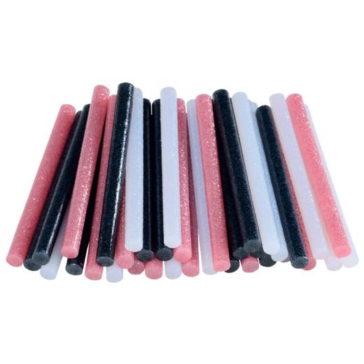 Confezione blister da 36 stick di colla glitter universali D7, assortiti (bianco, fucsia, nero)