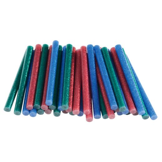 Blisterverpakking van 36 universele D7 glitterlijmsticks, assorti (rood, blauw, groen)