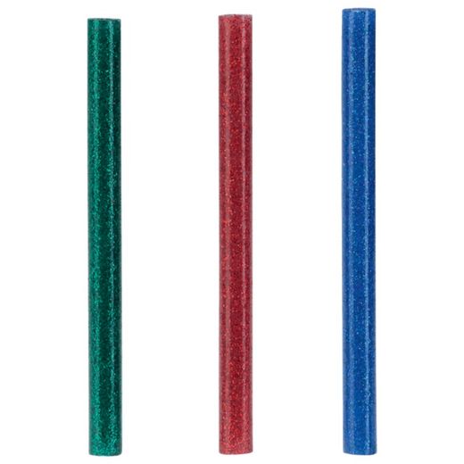 Blisterverpakking van 36 universele D7 glitterlijmsticks, assorti (rood, blauw, groen)