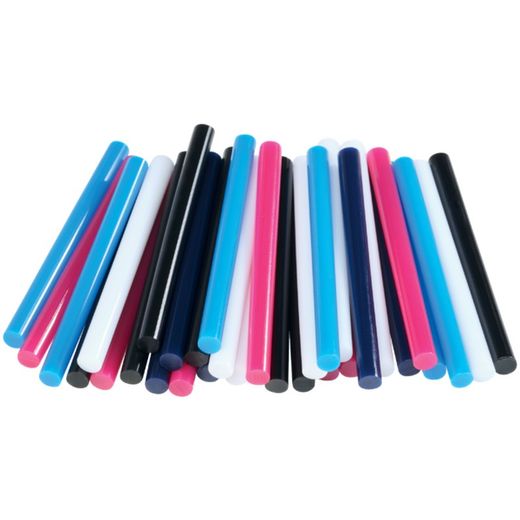 Confezione blister da 36 stick di colla universali D7, assortiti (nero/bianco/blu viola/ciano/magenta)