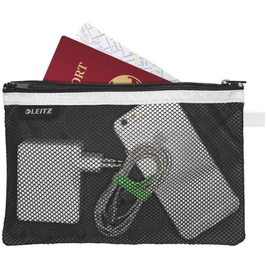 Borsa in nylon 2 reparti WOW nero (23 x 15 cm) L