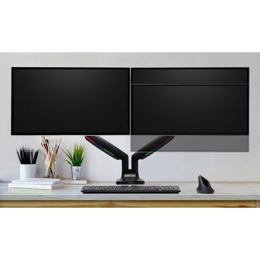Brazo doble de monitor SmartFit® ajustable en altura con un toque