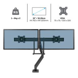 Dobbelt EPPA Tværstang Monitorarm Sort
