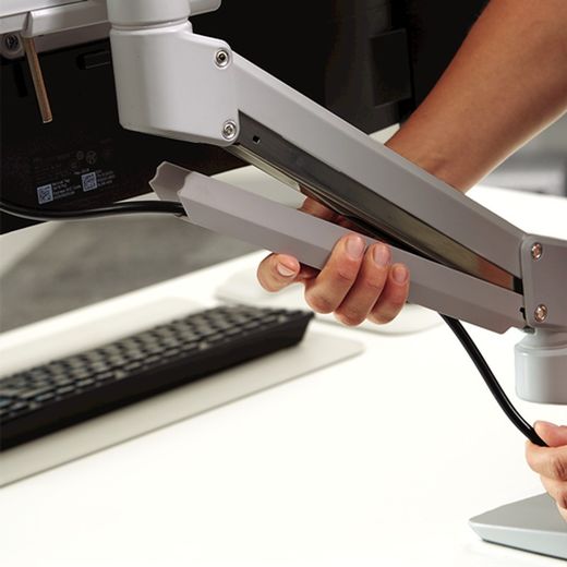 Dual Stem™ Monitorarm Silber