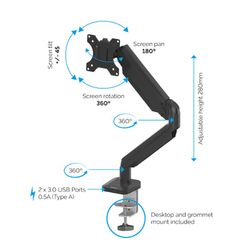 Platinum Series™ Einzelner Monitorarm, Weiß