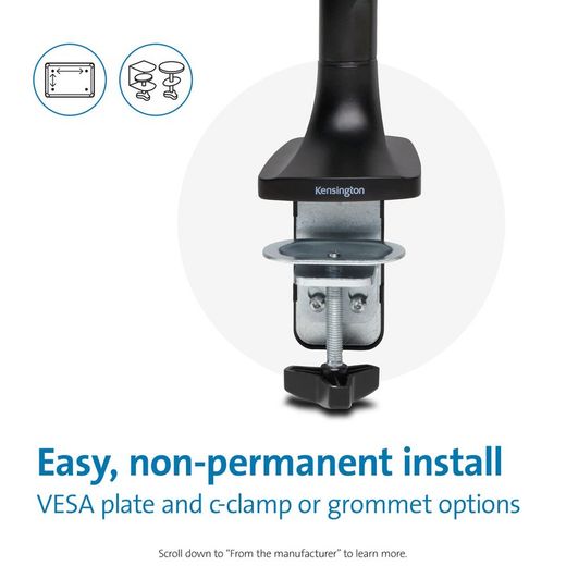 Höhenverstellbarer SmartFit®-Arm mit One-Touch-Steuerung für einzelne Monitore