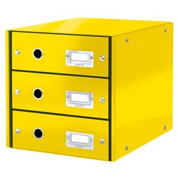 Bucs de 3 cajones Click & Store (290x283x360mm), amarillo