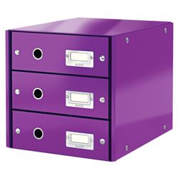 Bucs de 3 cajones Click & Store (290x283x360mm), violeta