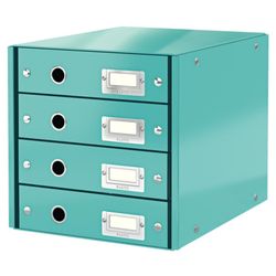 Bucs de 4 cajones Click & Store (290x283x360mm), turquesa