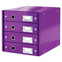 Bucs de 4 cajones Click & Store (290x283x360mm), violeta