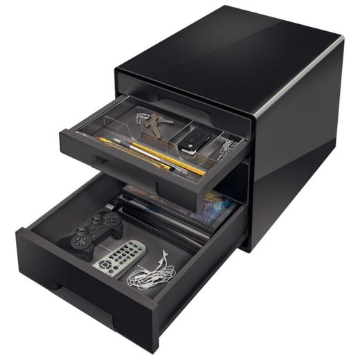 Leitz DUAL Desk Cube 4 drawers (2 large and 2 small), black/anthracite