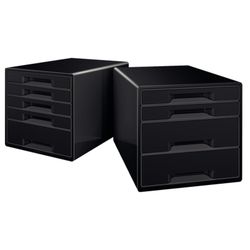 Leitz DUAL Desk Cube 4 drawers (2 large and 2 small), black/anthracite