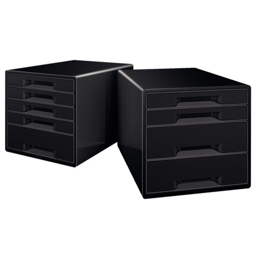 Leitz DUAL Desk Cube 4 drawers (2 large and 2 small), black/anthracite