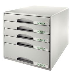 Bucs de cajones Leitz Plus. 5 cajones (4 pequeños y 1 grande), gris
