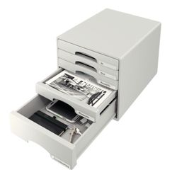 Leitz Plus drawer cabinets. 5 drawers (4 small and 1 large), gray