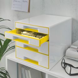 WOW Desk Cube 4 drawers (2 large and 2 small), yellow / white