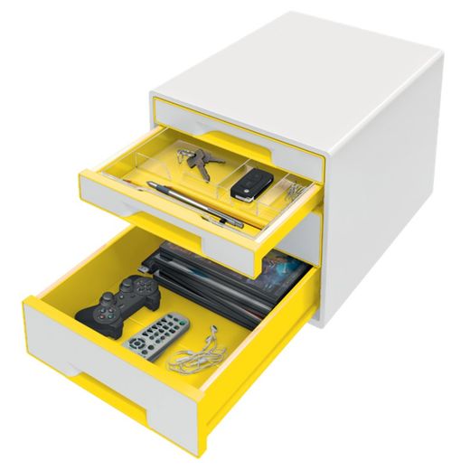 WOW Desk Cube 4 drawers (2 large and 2 small), yellow / white
