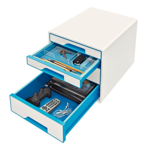 WOW Desk Cube 4 drawers (2 large and 2 small), blue / white