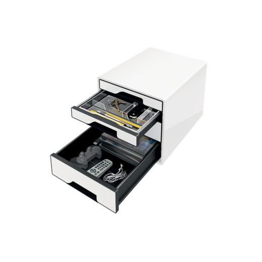 WOW Desk Cube 4 drawers (2 large and 2 small), black/white