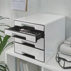 WOW Desk Cube 4 drawers (2 large and 2 small), black/white