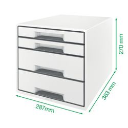 WOW Desk Cube Boîtes à tiroirs 4 tiroirs (2 grands et 2 petits), rouge/blanc