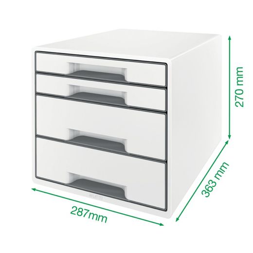 WOW Desk Cube Boîtes à tiroirs 4 tiroirs (2 grands et 2 petits), rouge/blanc