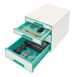 WOW Desk Cube 4 drawers (2 large and 2 small), turquoise / white